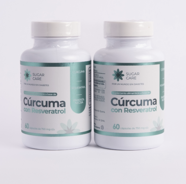 2 frascos de Cúrcuma con resveratrol y pimienta negra con 60 cápsulas cada uno